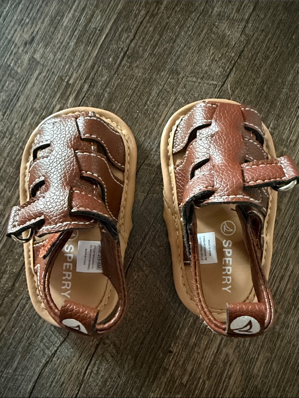 Sperry Toddler Brown Leather-Look Fisherman Sandals